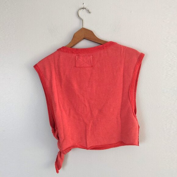 Free People We The Free Fresh to Def Terry Sleeveless Top Side Tie Red Gauva NEW - Picture 7 of 11